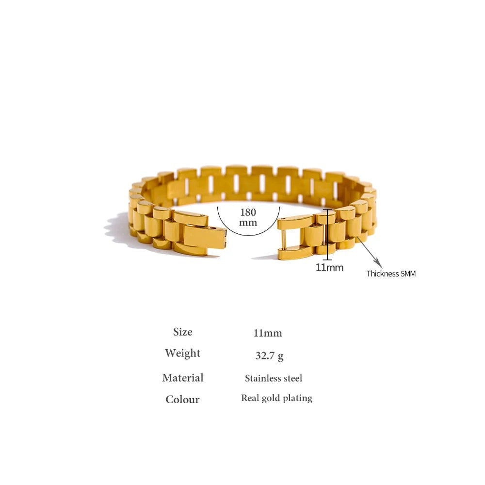 Geometric Chain Bracelet — Gold-Plated Stainless Steel · PS1930