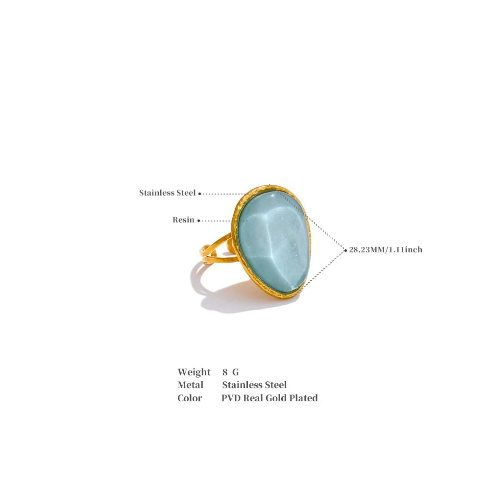 White resin multi-color ring in 18K gold-plated stainless steel with resin.
