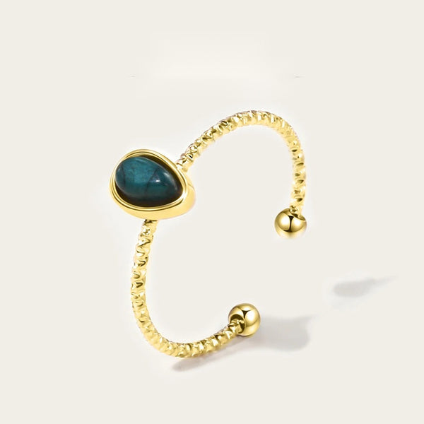 Turquoise Waterdrop Adjustable Ring — 316L Stainless Steel · PS478
