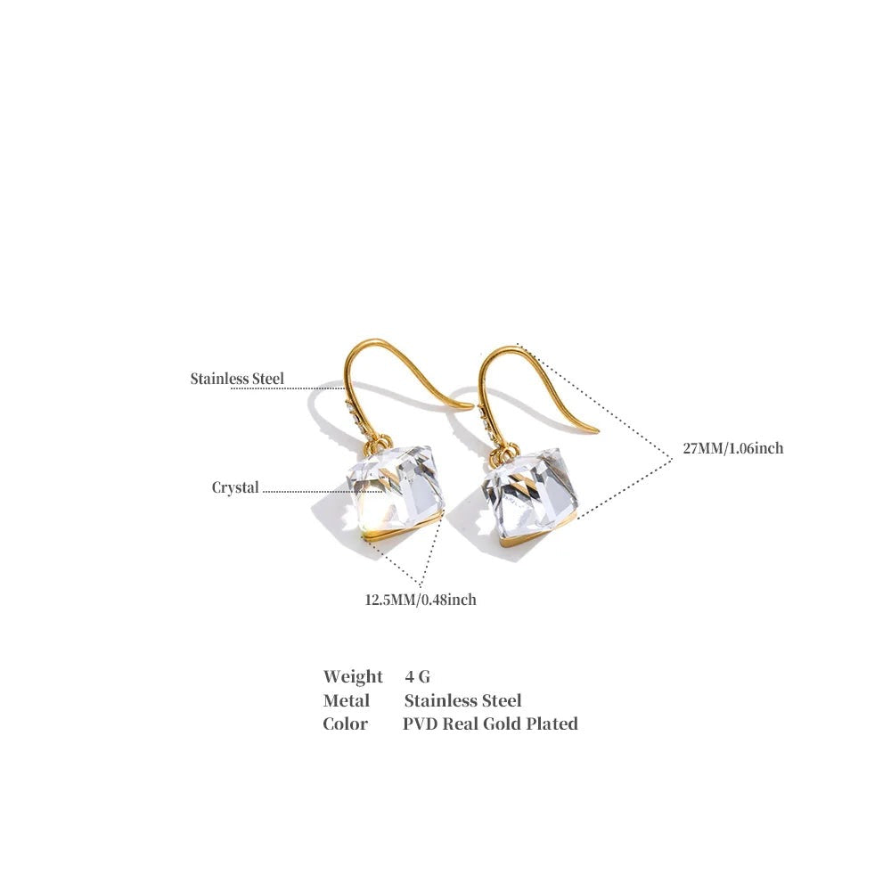 Crystal Geometric Earrings — Gold-Plated Stainless Steel with Crystal · PS1716