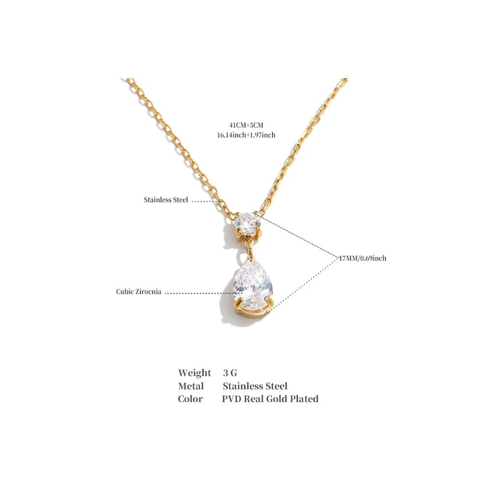 Cubic zirconia necklace in gold-plated stainless steel with cubic zirconia.