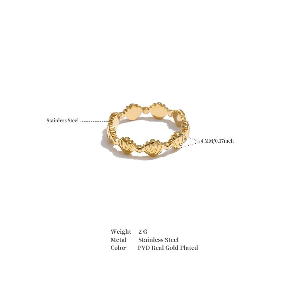 Shell Geometric Ring — 18K Gold-Plated Stainless Steel with Shell · PS2303