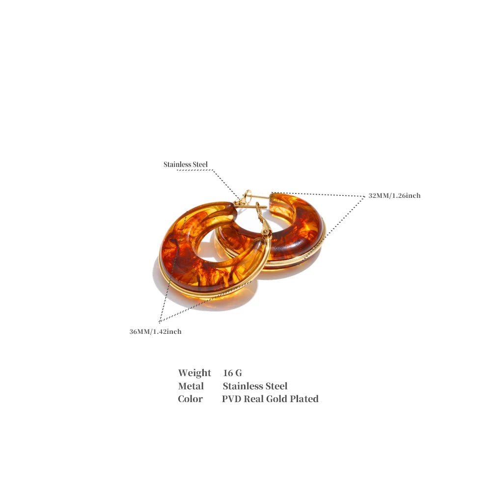 Black Acrylic Geometric Earrings — Gold-Plated Stainless Steel with Acrylic · PS2280