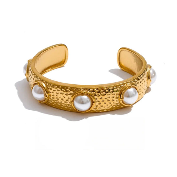 Pearl Geometric Bracelet — Gold-Plated Stainless Steel with Pearl · PS1399