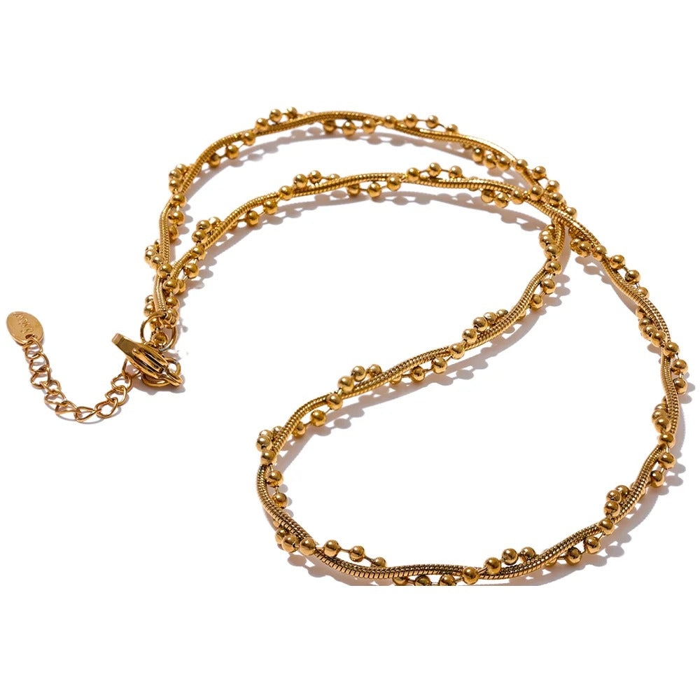Gold-plated stainless steel necklace with a chain design.