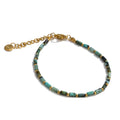 Natural stone beaded geometric necklace in gold-plated stainless steel with natural stone.