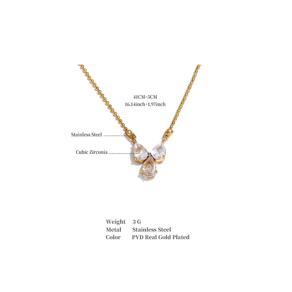 Cubic zirconia geometric necklace in gold-plated stainless steel with cubic zirconia.