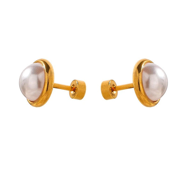 Gold-plated stainless steel earrings with pearls.