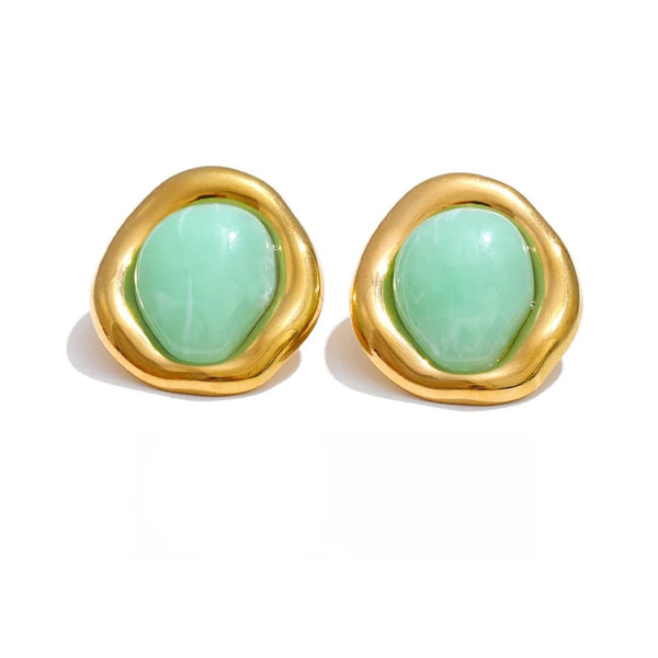 Resin Multi-Color Geometric Earrings — Stainless Steel with Resin · PS1558