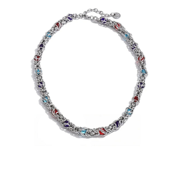 Gold-plated stainless steel necklace with natural stone accents.
