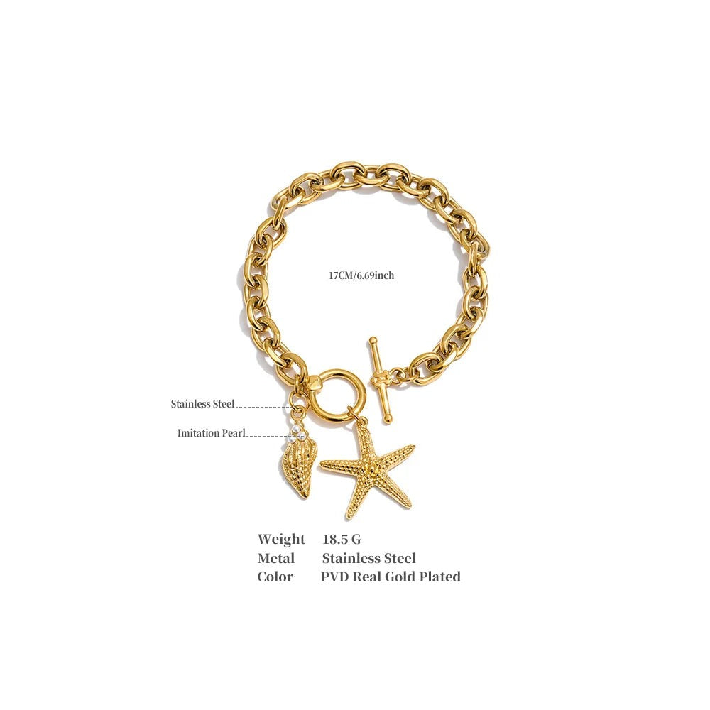 Star Geometric Bracelet — Gold-Plated Stainless Steel · PS1141