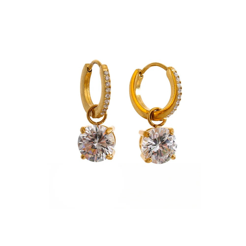 Cubic Zirconia Geometric Earrings — Gold-Plated Stainless Steel with Cubic Zirconia · PS1426