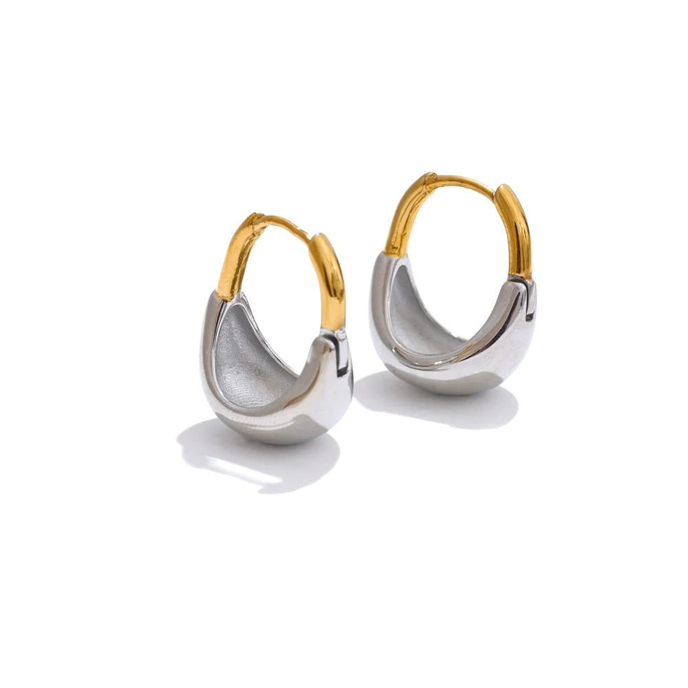 Gold-plated stainless steel earrings with a unique design.