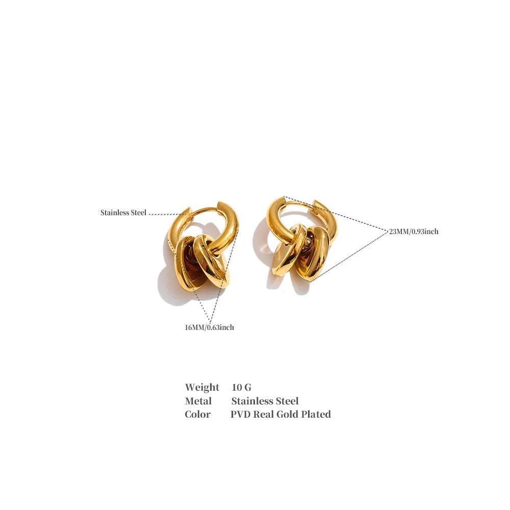 Heart geometric earrings in gold-plated stainless steel.