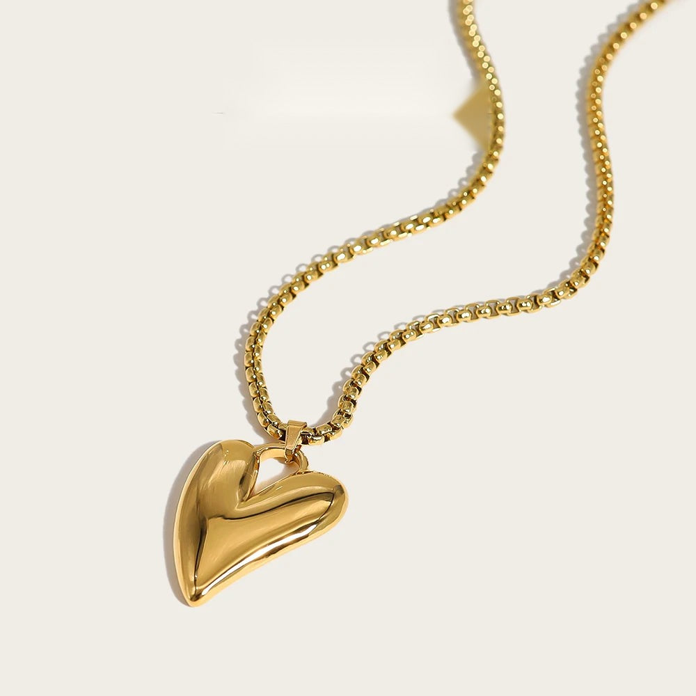 Irregular Heart Pendant Necklace — 316L Stainless Steel · PS412