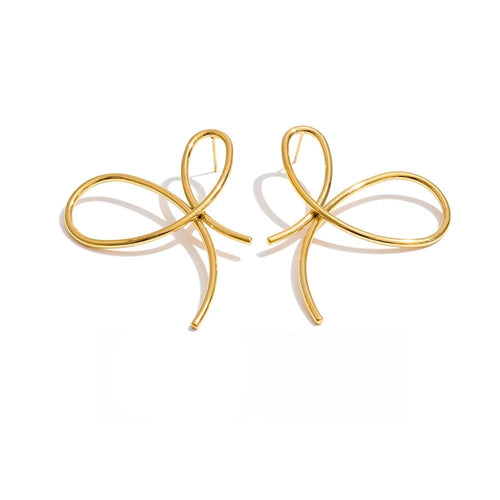 Bow Geometric Earrings — Gold-Plated Stainless Steel · PS1230
