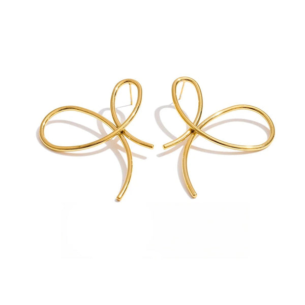 Bow Geometric Earrings — Gold-Plated Stainless Steel · PS1230