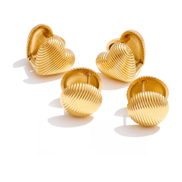 Gold-plated stainless steel earrings with a heart shape.