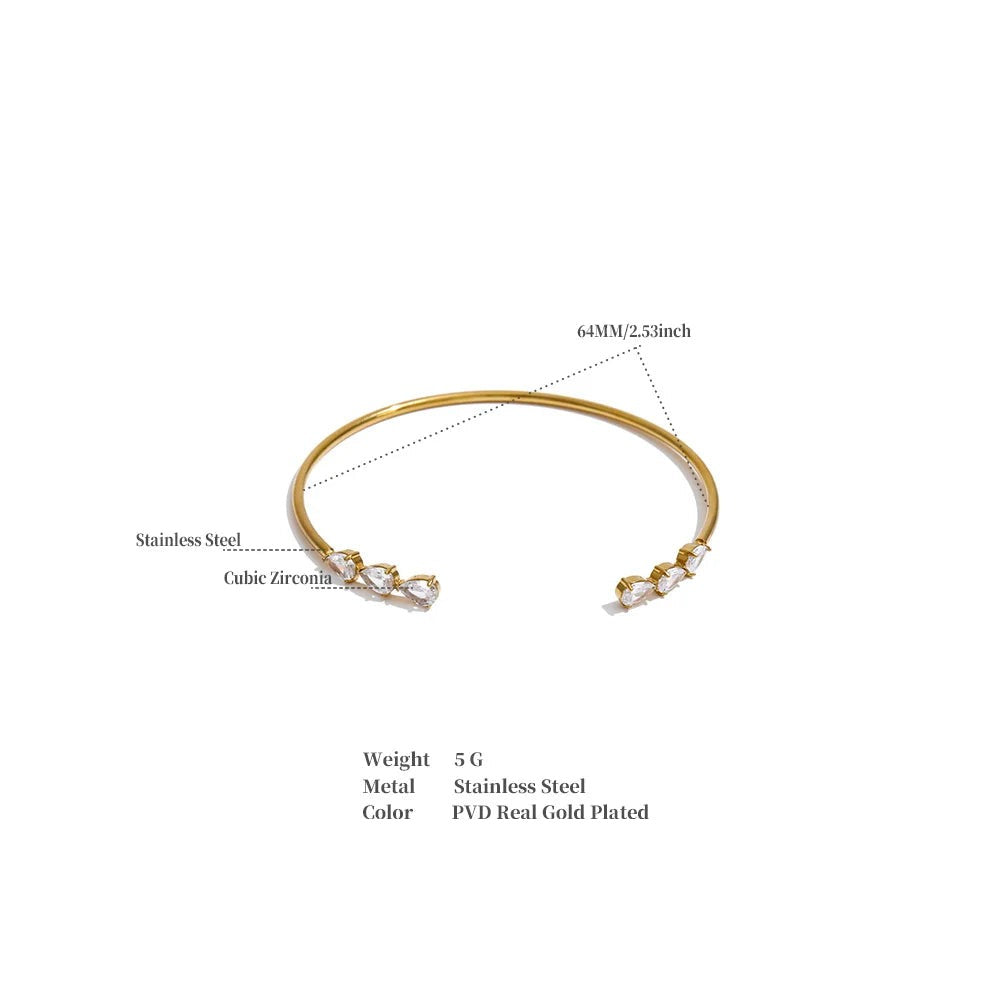 Cubic Zirconia Geometric Bracelet — Gold-Plated Stainless Steel with Cubic Zirconia · PS1316