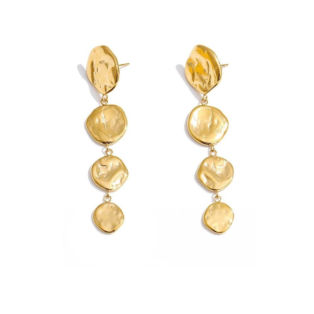 Gold-plated stainless steel earrings with round stones.