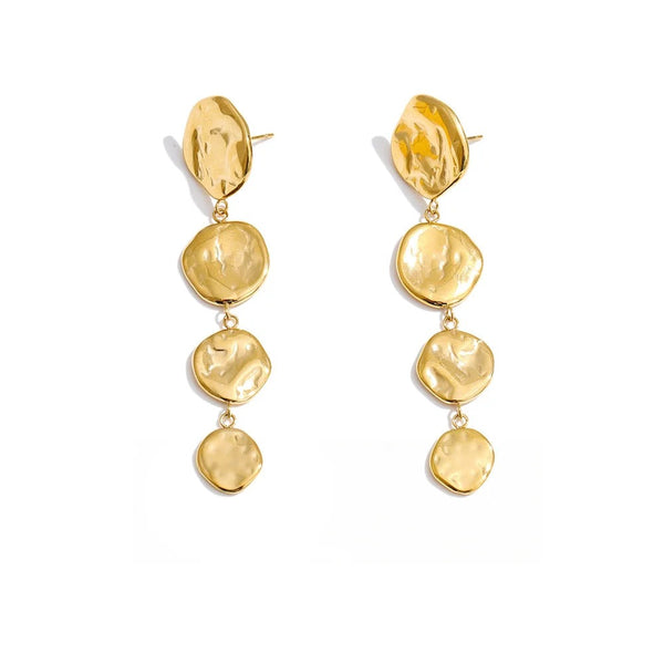 Gold-plated stainless steel earrings with round stones.