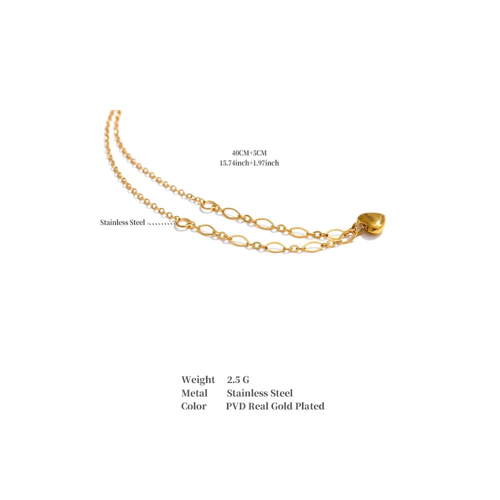 Heart geometric necklace in gold-plated stainless steel.