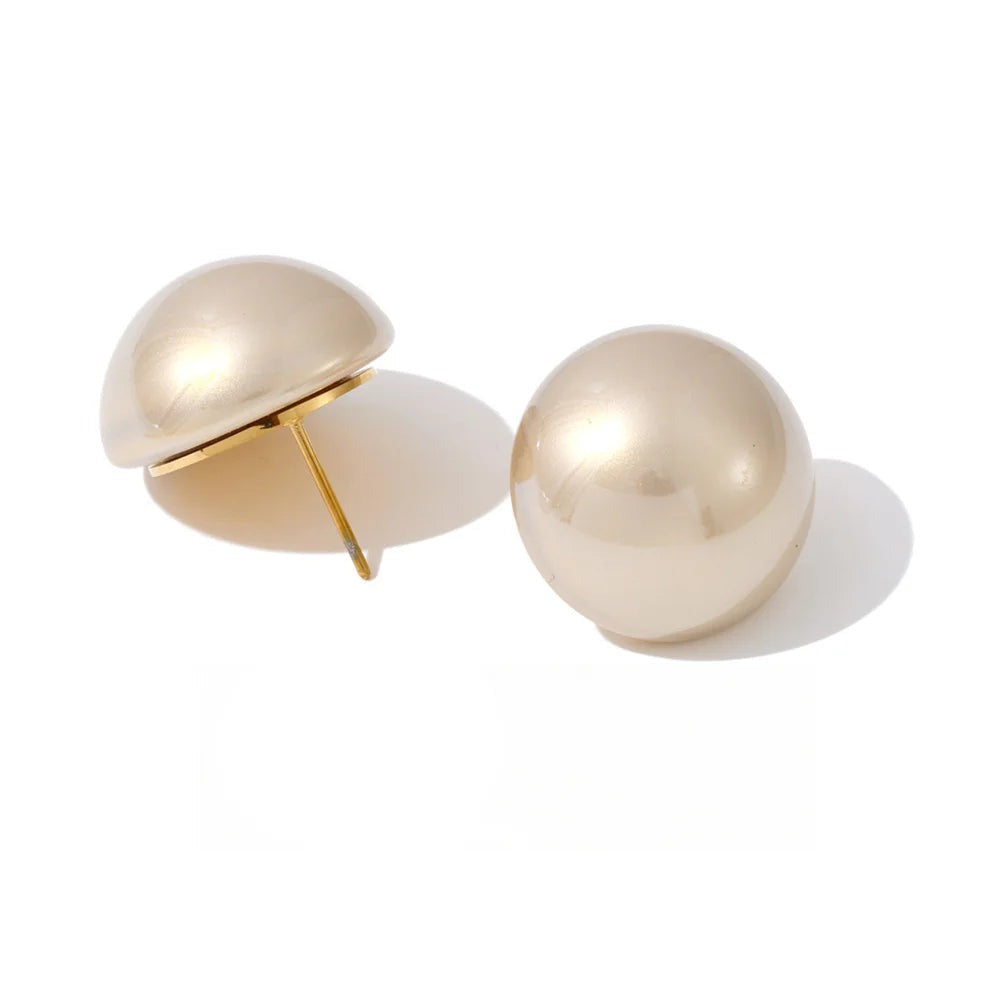 Pearl Geometric Earrings — Gold-Plated Stainless Steel with Pearl · PS1659