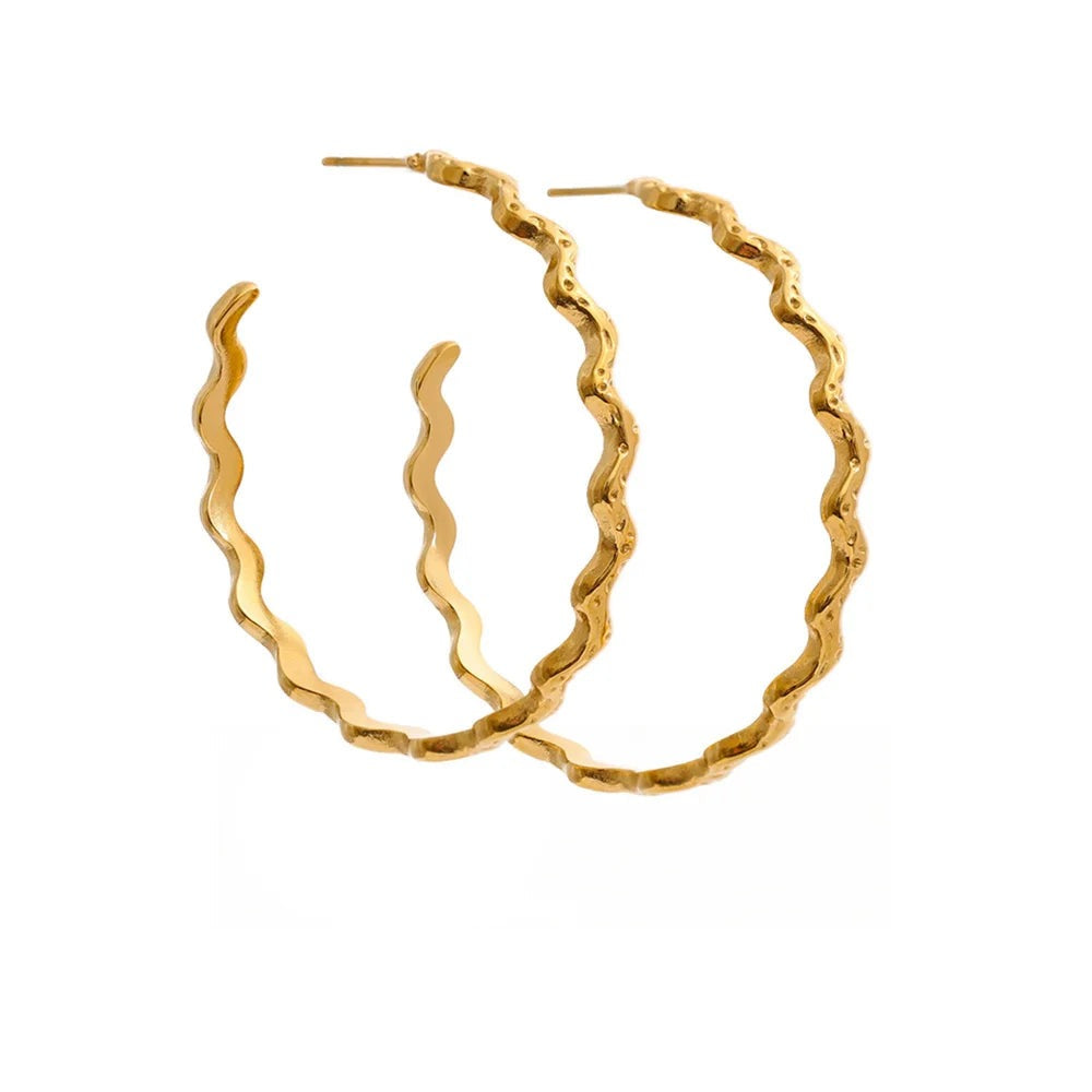 Gold-plated stainless steel earrings featuring a snake design.