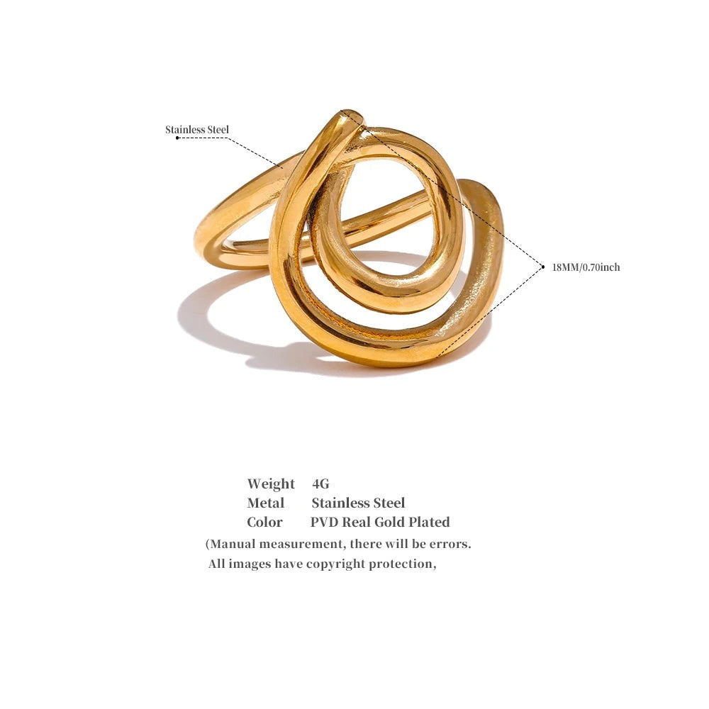 Geometric ring in 18K gold-plated 316L stainless steel.