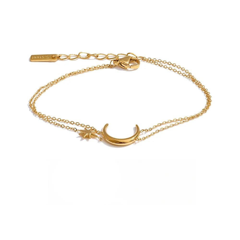 Moon Sun Chain Bracelet — Gold-Plated Stainless Steel · PS1073