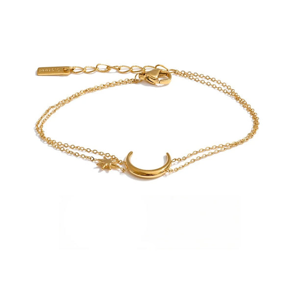 Moon Sun Chain Bracelet — Gold-Plated Stainless Steel · PS1073