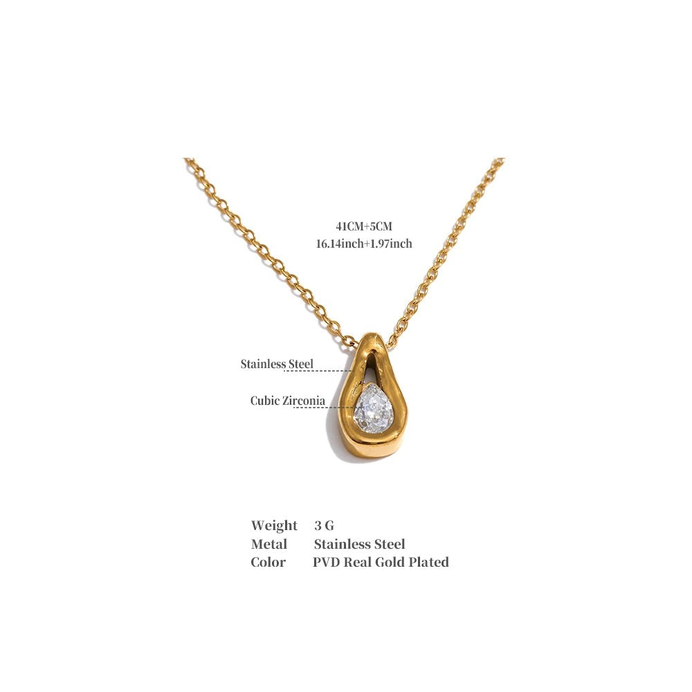Cubic zirconia geometric necklace in gold-plated stainless steel with cubic zirconia.