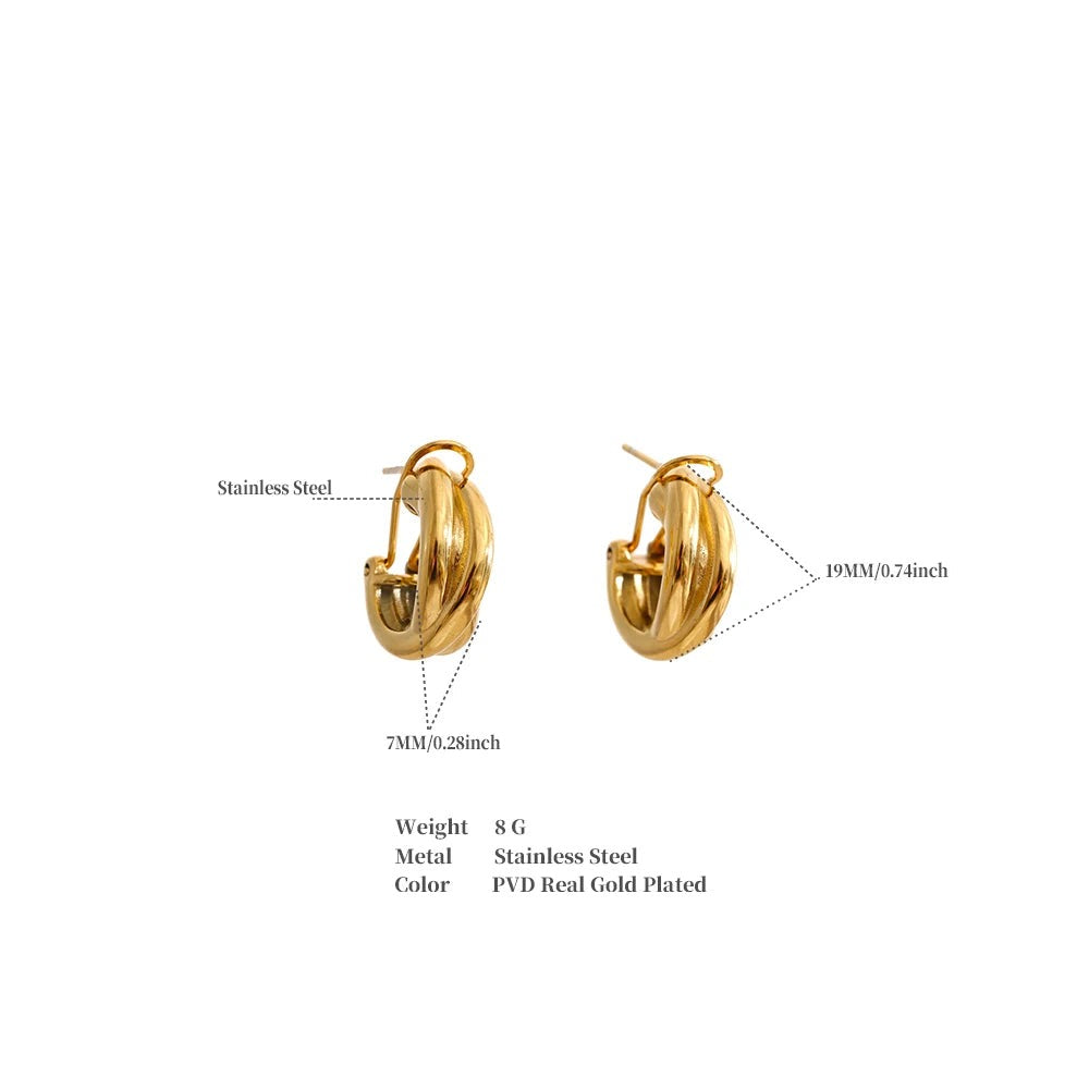 Vintage geometric earrings in gold-plated stainless steel.