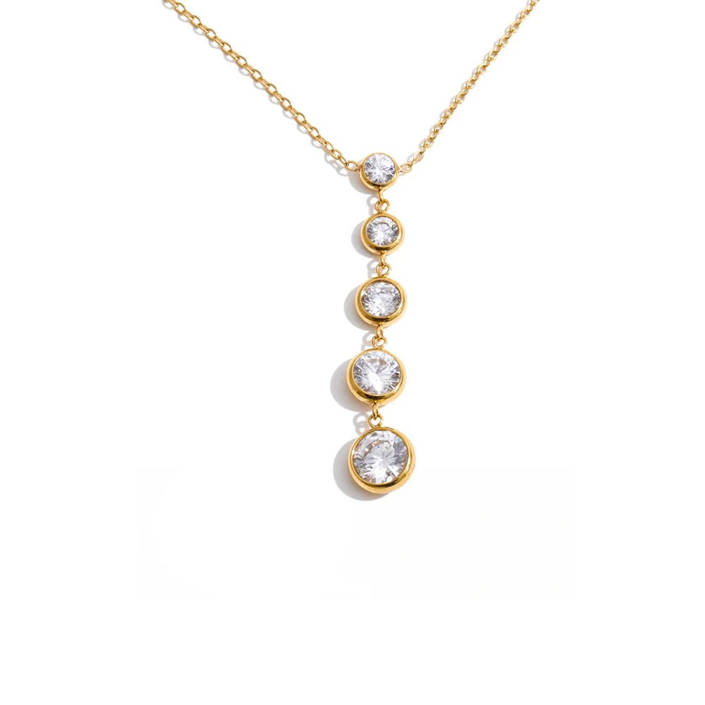 Gold-plated stainless steel necklace with cubic zirconia stones.