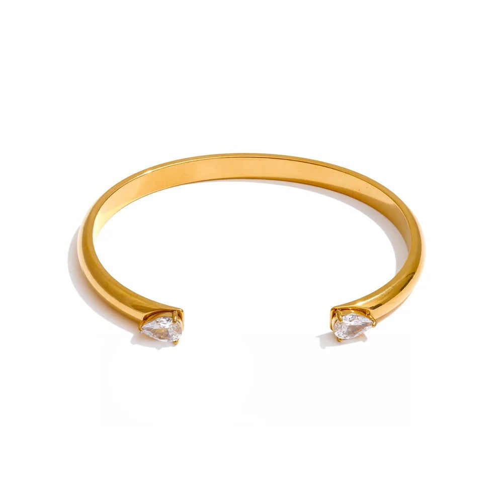 Cubic Zirconia Geometric Bracelet — Gold-Plated Stainless Steel with Cubic Zirconia · PS1592