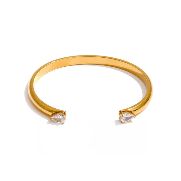 Cubic Zirconia Geometric Bracelet — Gold-Plated Stainless Steel with Cubic Zirconia · PS1592