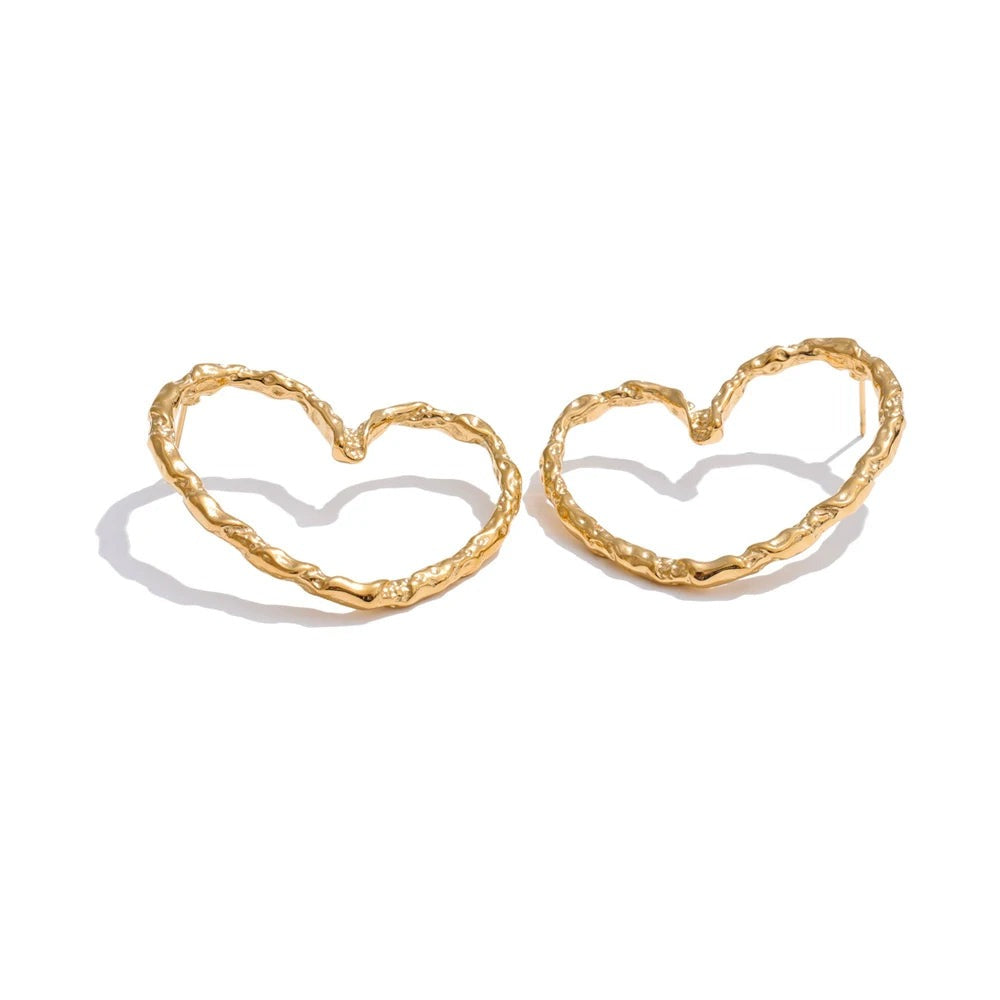 Gold-plated stainless steel heart earrings.
