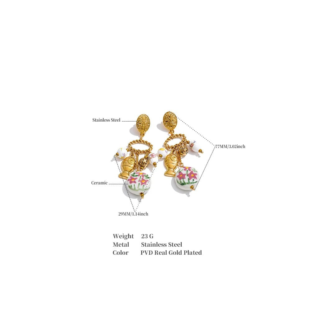 Flower Earrings — Gold-Plated Stainless Steel · PS1661