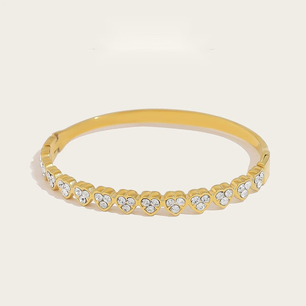 Love Heart Bangle Bracelet — 316L Stainless Steel · PS411