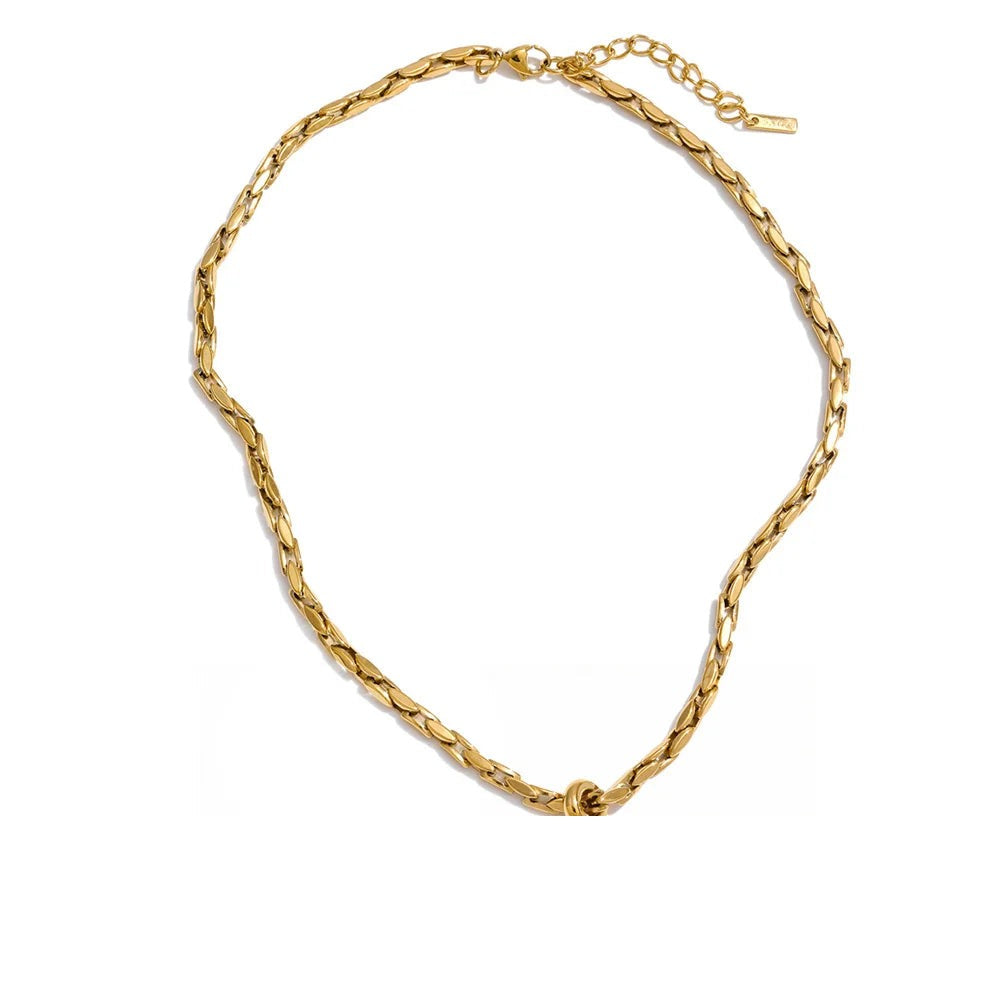 Gold-plated stainless steel necklace with a chain link design.
