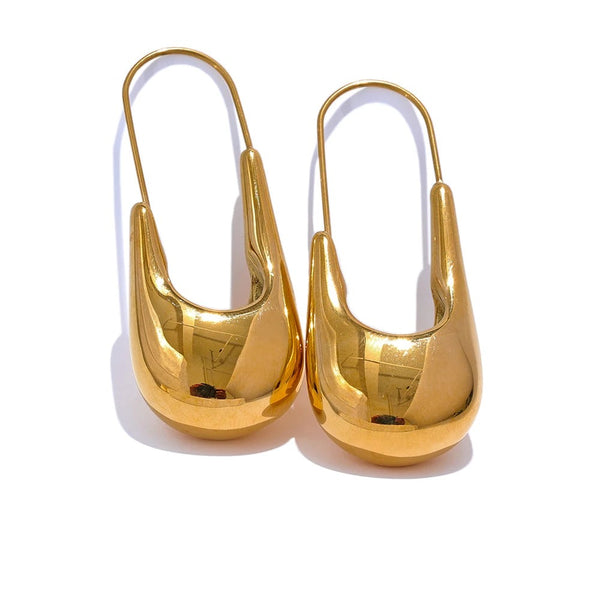 Gold-plated stainless steel earrings with a unique design.