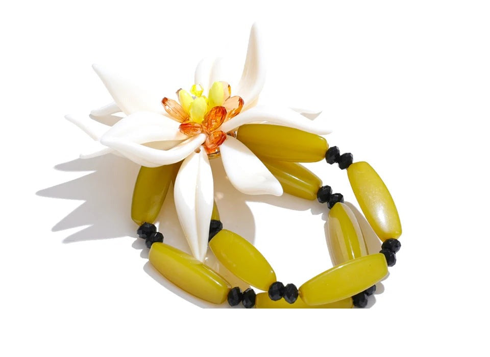 Acrylic Flower Earrings — Gold-Plated Stainless Steel with Acrylic · PS1594