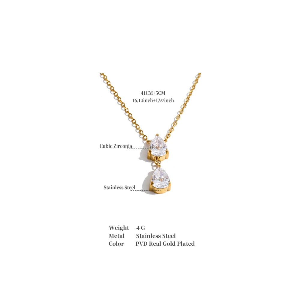 Cubic zirconia geometric necklace in gold-plated stainless steel with cubic zirconia.