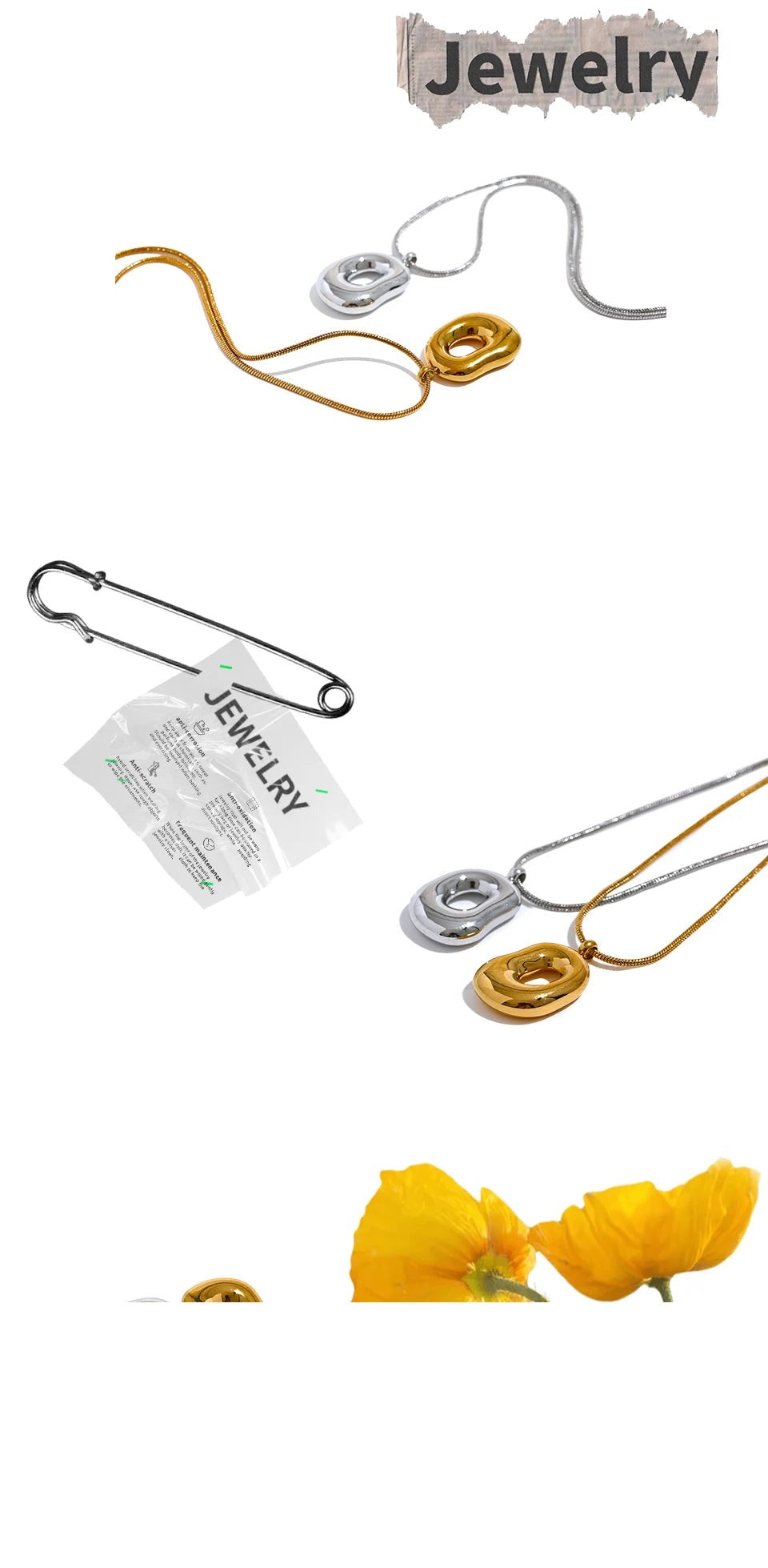 Geometric necklace in gold-plated 316L stainless steel.
