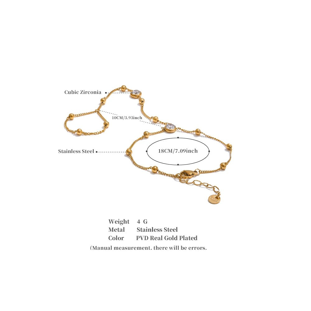 Cubic Zirconia Chain Bracelet — Gold-Plated Stainless Steel with Cubic Zirconia · PS2107