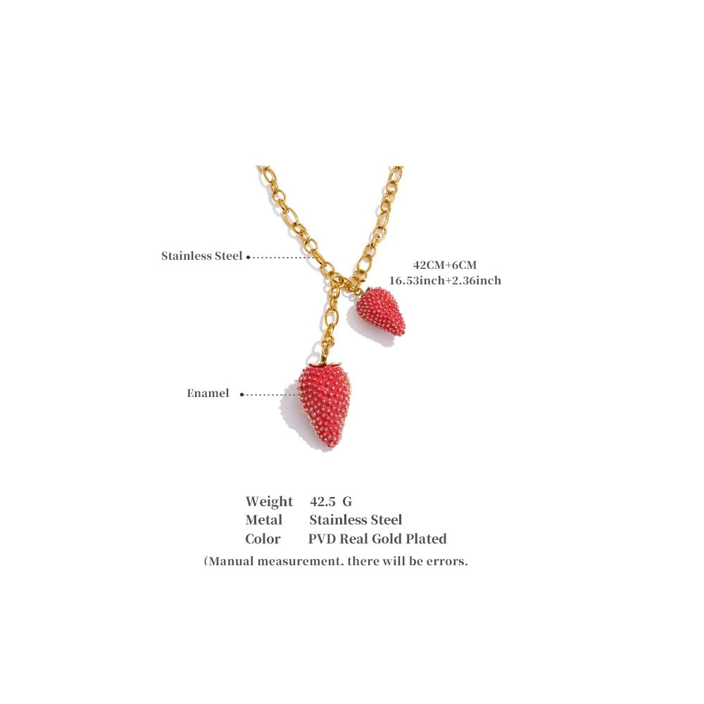 Red heart geometric necklace in gold-plated stainless steel.