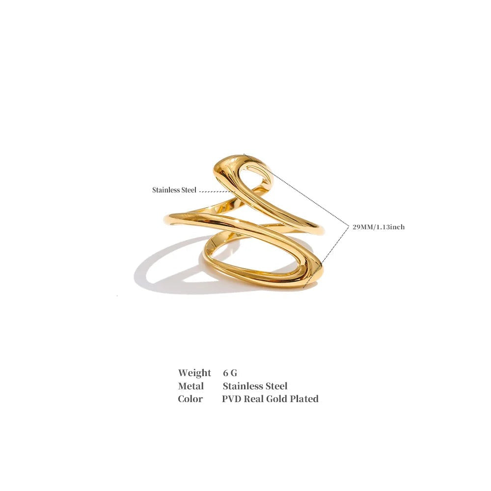 Minimalist geometric ring in gold-plated stainless steel.