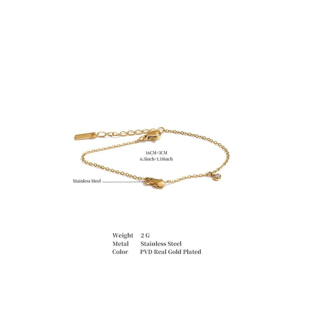 Cubic Zirconia Chain Bracelet — Gold-Plated Stainless Steel with Cubic Zirconia · PS1125