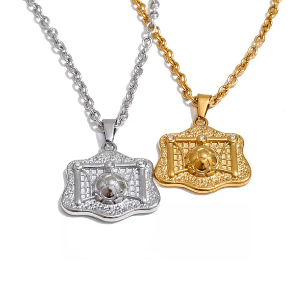 Gold-plated stainless steel necklace with a clear stone pendant.