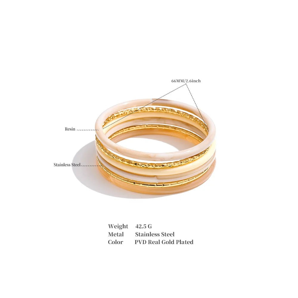 Resin multi-color geometric bracelet in gold-plated stainless steel with resin.
